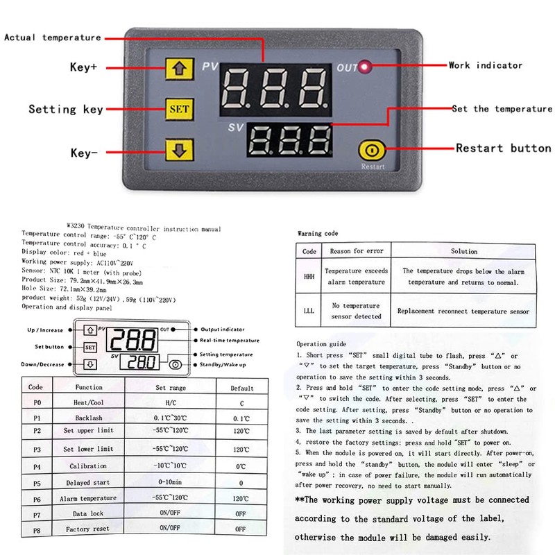 Greluma 1 piece AC 110V-220V 10A digital temperature controller with