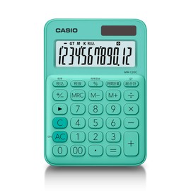 Casio MW-C20C-GN-N Colorful Calculator, Mint Green, 12 Digits, Mini Just Type