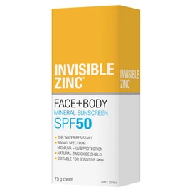 Invisible Zinc SPF50 Face and Body Sunscreen, 75g