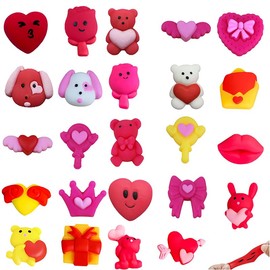 Amyang 24Pcs Valentines Day Mochi Squishy Toys Squishies for Kids School Class Classroom Valentines Day Cards Gifts Prizes Party Favors