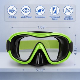 Diving Mask , Professional Anti-Fog Snorkel Goggles, Anti-Leak Swim Mask with Soft Adjustable Strap & Mesh Bag, Earplug