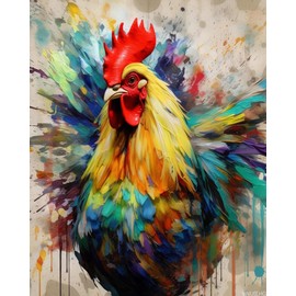 VNUIEHG Paint by Numbers Adult Kit Acrylic Chicken Rooster Hen DIY Oil Painting Paint by Number Kit for Adults, Home Improvement DIY Gift 16x20 Inch