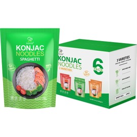 Soeos Konjac Noodles, Shirataki Noodle, Low Calorie, Low Carb, Keto and Paleo Friendly, 3 Variety Noodles, Fettuccine, Angel Hair, Spaghetti, 8.8 oz (250 g)*6