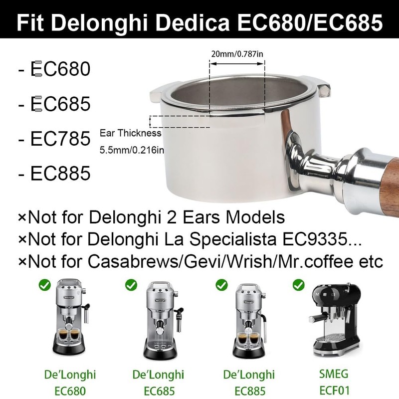 CAPFEI Bottomless Portafilter 51 mm Only Compatible with DeLonghi Dedica