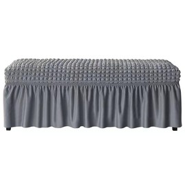 DKSLIPGO Stretch Dining Bench Cover, Soft Seersucker Bench Slipcover with Skirt Spandex Removable Washable Dining Room Bench Covers for Banquet Bedroom (Light Grey,Medium)