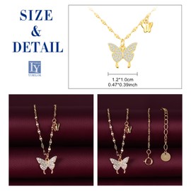 Yumilok Women's Necklace 925 Sterling Silver Zirconia Butterfly with Pendant for Women Girls, Cubic Zirconia