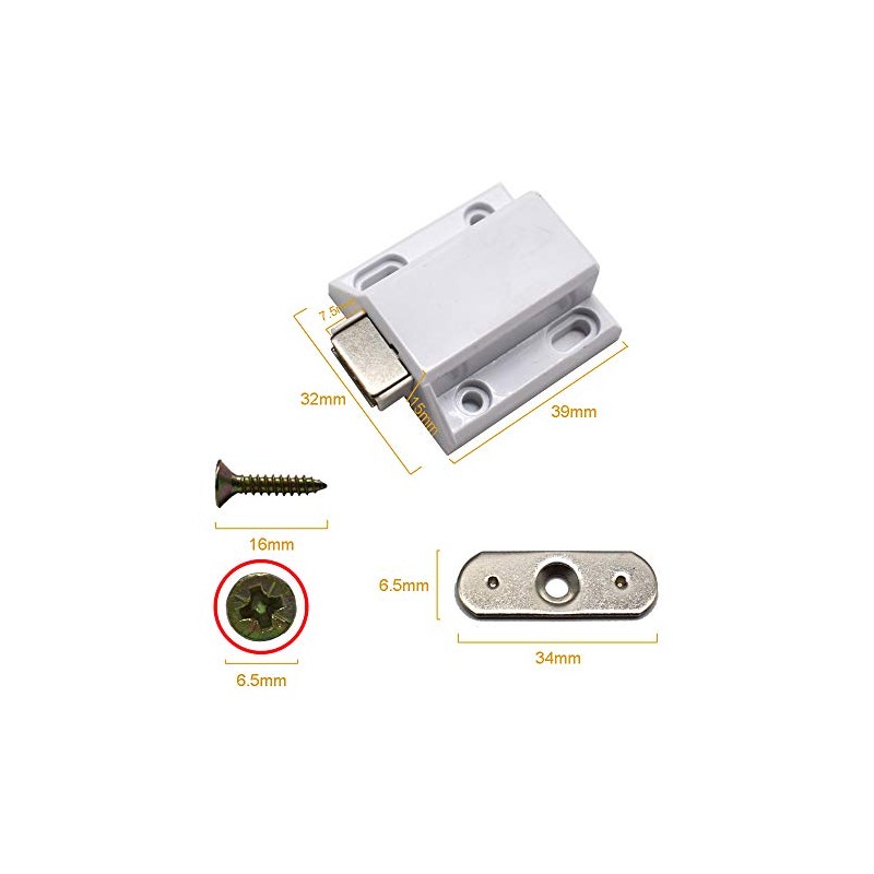 10 PCS White Plastic Magnetic Pressure Touch Release Catch Soft