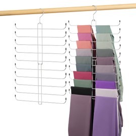 OMHOMETY Legging Organizer for Closet, Widened Yoga Pants Hanger 20 Storage Capacity, Metal Space Saving Hanging Closet Organizers and Storage, Silver 1 Pack