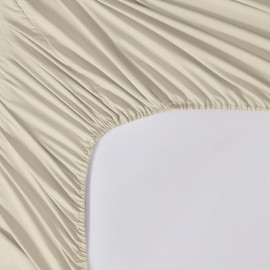 Oxford Homeware Fitted Sheet 40cm Extra Deep Brushed Microfiber King Size Fitted Sheets – Easy Care Fade Resistant Bed Sheets (Cream, King (152 x 200 cm))