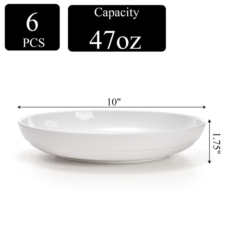 Fasmov Melamine Pasta Bowls, 6 Pack 10 inches 47 Oz