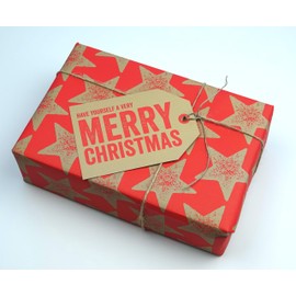Dear Henry Wrapt Giant XXL Tags - 12 Pack, 10x15cm Labels with String, Gift Wrapping - Recyclable - Made in UK from Sustainably Sourced Materials (Merry Christmas)
