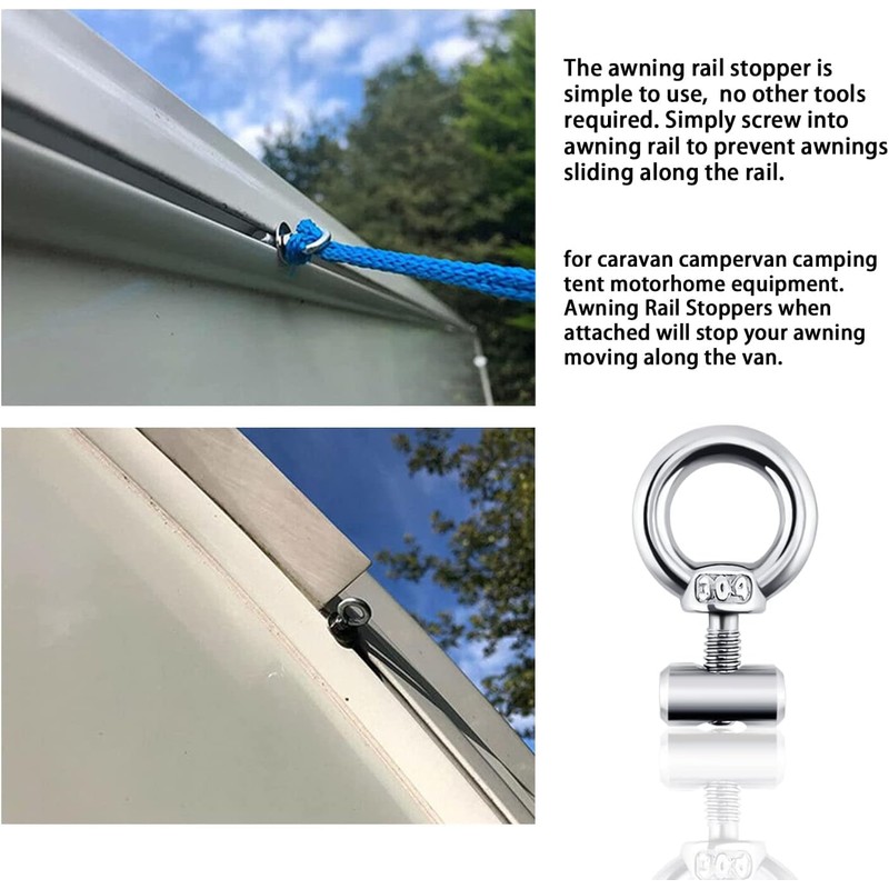 DGHOME Awning Rail Stoppers - 6mm Awning Stops Caravan Accessories
