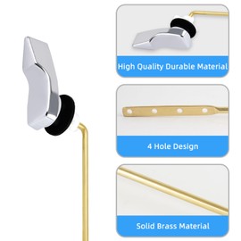 iFealClear Universal Toilet Handle Lever Flush Replacement, Front Mount Toilet Trip Lever Compatible with American Standard, Stainless Steel Flapper Chain, Solid Brass, Chrome
