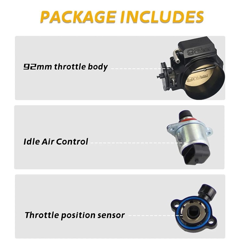RealTopAutoseller 92MM Black Throttle body+TPS IAC+Bracket For Chevy GM Gen