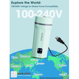 balbali 18.6oz Portable Kettle for Travel 100-250V Dual Voltage for International/Global/Europe - 6 Preset Travel Electric Kettle Hot Water Boiler/Heater/Warmer/Tea Maker - Green