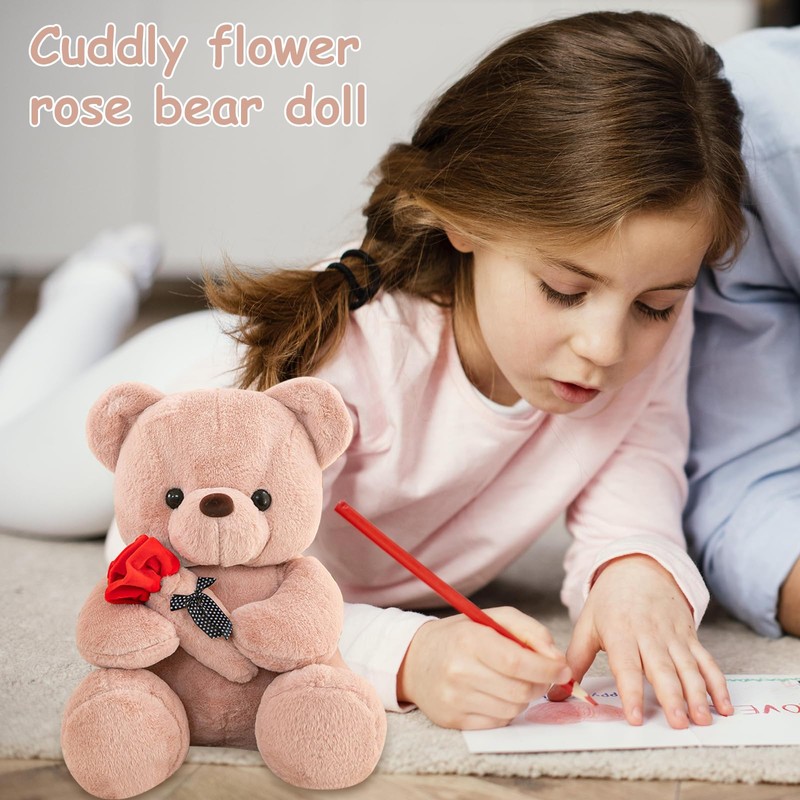 Teddy Plush Bear, 25 cm Teddy Bear with Rose, Teddy