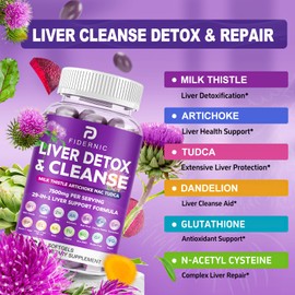 Liver Cleanse Detox & Repair - Herbal Liver Support Milk Thistle Supplement, 7500mg Strength Liver Health Support with Silymarin Artichoke Extract Dandelion Beet TUDCA Choline NAC, 60 Softgels