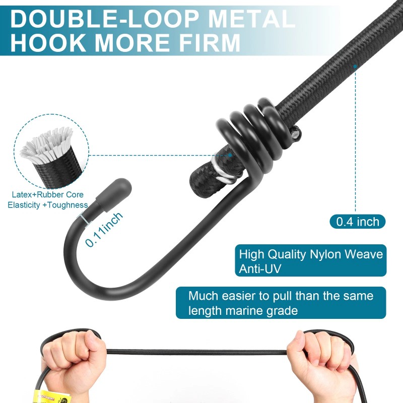 Unbranded Heavy Duty Bungee Cords Super Elastic Bungee Cord with