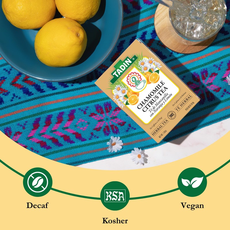 Tadin Chamomile Citrus Tea, Herbal Tea, Caffeine Free Tea, Tea