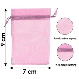 Creative Balloons Organza Bags Pink 7 x 9cm 50 Pack Wedding Christmas Favour Drawstring Bags