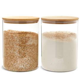 Juvale Flour Sugar Storage Containers - 2-Pack, 100 oz, Clear Glass Jars - Airtight Pantry Organizer & Countertop Food Storage - Rice Container & Spice Jar