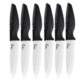 Steak Knives set of 6, Nano ID Ceramic Stake Knife Sharp Ceramic Knife Perfect Festival Present (black)