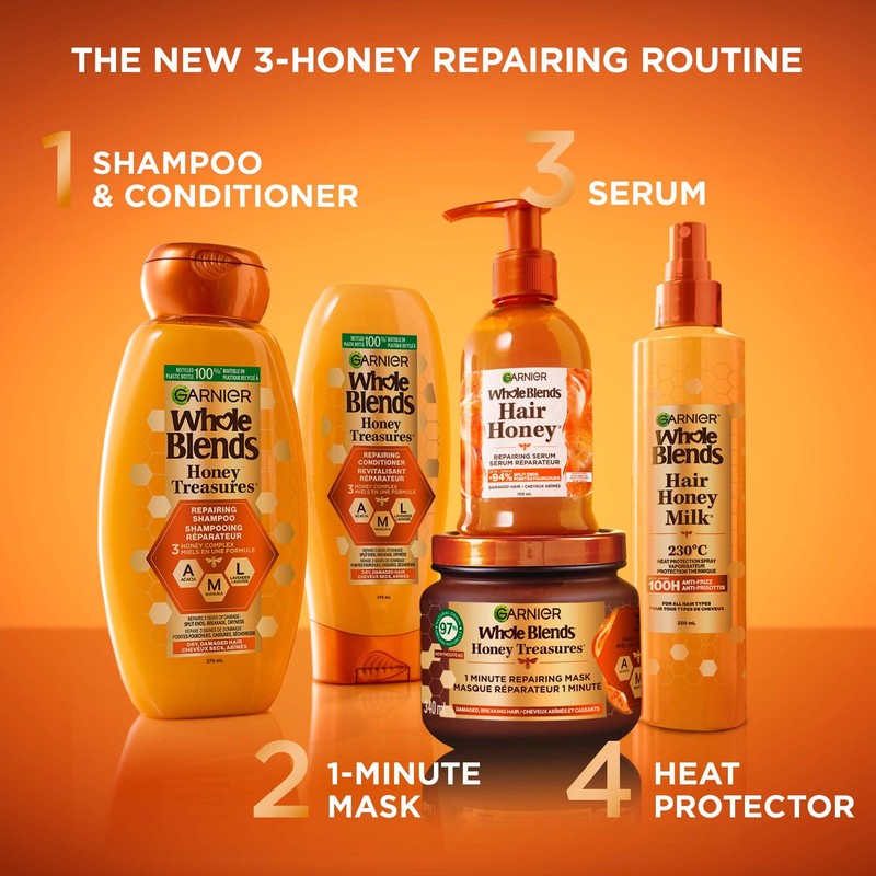 Garnier Whole Blends Repairing Shampoo Honey Treasures, For Damaged Hair,