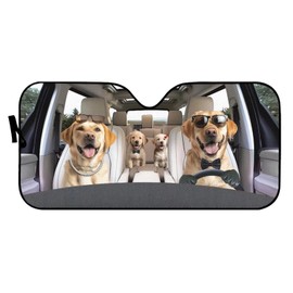 Family Golden Retriever Auto Sun Shade Cover Novelty Window Visor Protector Sun UV Reflector Universal Fit Car SUV Truck
