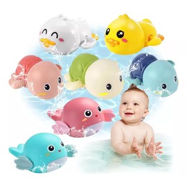 7pzs Juguetes de Baño para Niños, Juguetes de Baño Flotantes, Juguetes Bañera para Bebe, Juguetes de Baño Flotantes, Animales de Juguete Agua (Tortugas + Delfín + Pato)