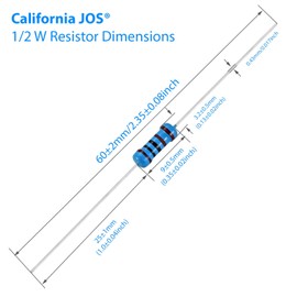 California JOS 20pcs Resistor 1/2w (0.5 Watt) ±1% Tolerance Metal Film Fixed Resistor, Multiple Values of Resistance Optional (3.3M ohm, 3.3M R, 3.3M Ω)