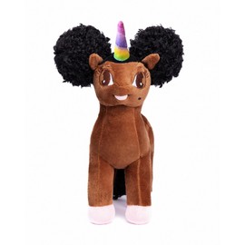 Armani, Black Unicorn Plush Toy with Afro Puffs - 12 inch