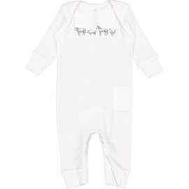 inktastic Farm Animal Illustration Art Cow Pig Horse Chicken Baby Romper Coveralls 18 Months White 465c2
