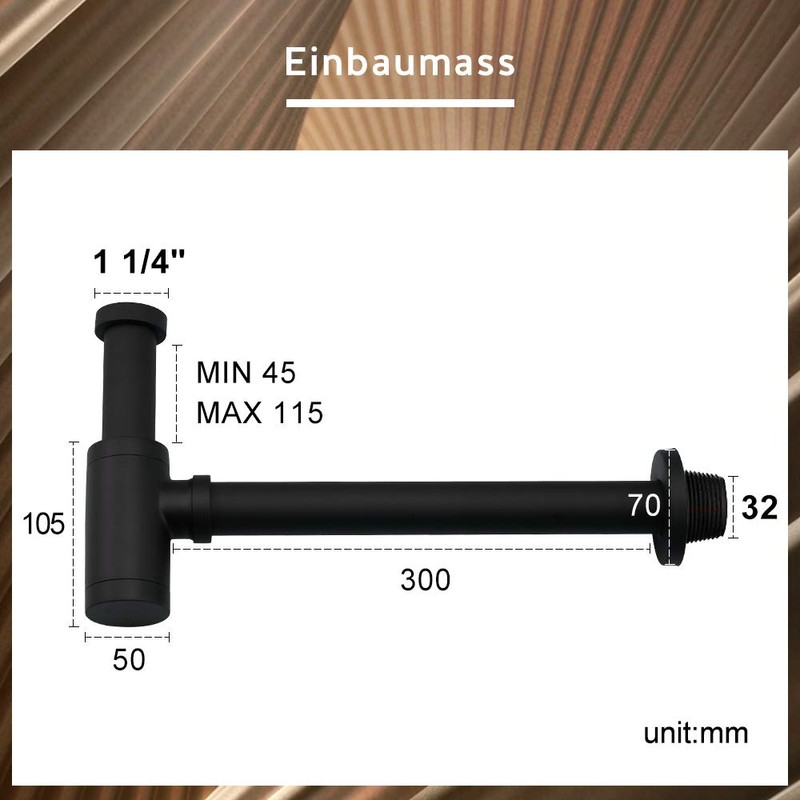 Sink Siphon, Chrome & Black