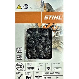 STIHL 71 PM3 56 Oilomatic Chainsaw Chain for 10'' Bar 1/4''P Pitch .043 Gauge 56 Drive Links