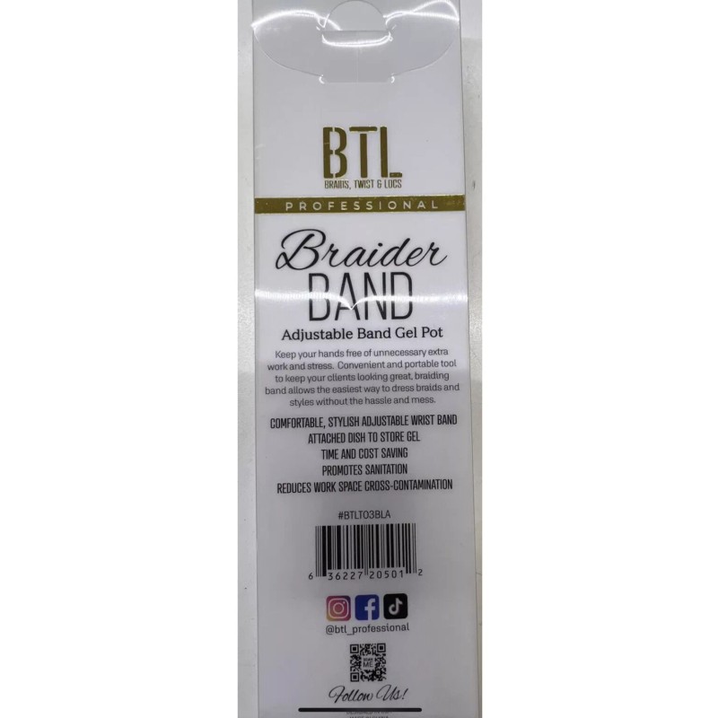 BTL Braider Wrist BAND Adjustable Band Gel Pot (Black)