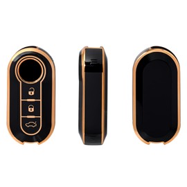 OFFCURVE Key Case with Key Fob Car Key Case, Key Cover Key Case for Fiat 500 500L Panda Ducato Doblo Brava Bravo Punto Lancia Ypsilon Delta Musa