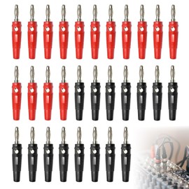 Pack of 30 Banana Plugs 4 mm, Banana Plug Speaker Very Durable, Banana Plug 4 mm Wide Range of Applications, Banana Plug for Cable Boxes Power Amplifier Receiver Stereo Systems (Black + Red)