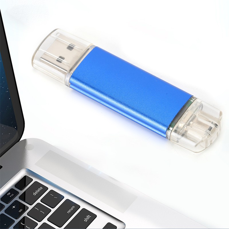 U Disk OTG Bright Blue DualHead Mini Metal USB 2.0