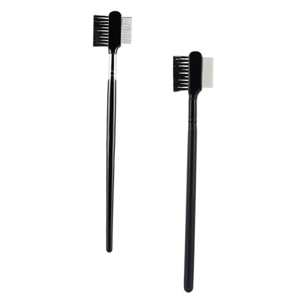 PACKOVE 2PCS Dual-Ended Eyelash Comb and Brow Shaping Brush Set