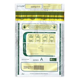 CONTROLTEK SafeLOK Tamper-Evident Seal Cash Deposit Bags - Money Bag With Unique Serial Number - Security Bank Bags With Deposit Slip Pocket 9" x 12" (White, 100 Count)