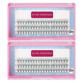 PINK PEPPER Self Eyelash Extensions, For Partial Tsukema Parts, DIY, Matsueku, Flare, 10 Bundles (0.5 inch (12 mm) x 2 Cases)