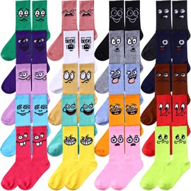 20 Pack Crazy Funny Emotion Socks for Women Cute Crew Socks Colorful Soft Cotton Socks, 20 Different Fun Designs(Novelty Style)