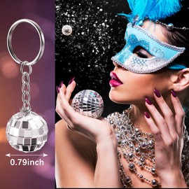 Hicarer 12 Pieces Mini Mirror Disco Ball Keychains Bulk Silver Disco Ball 70s 80s 90s Keychains Accessories Party Favors for Halloween Christmas Thanksgiving Party Supplies Decorations