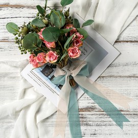 CHUQING Chiffon Ribbon Grey Wide Gift Ribbon Bow Ribbons Silk Ribbon Ribbon Chiffon Fabric Ribbon for Wedding Party Valentine's Day Christmas Birthday Gift Wrapping 38 mm x 23 m