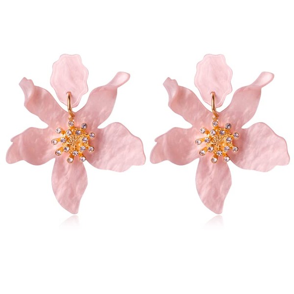 Unique Bohemian Oversized Acrylic Resin Flower Dangle Drop Earrings Summer