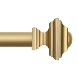 JRZOO Gold Curtain Rods 66 to 120 Inches(5.5-10 Feet),Decorative 3/4 Inch Diameter Drapery Rod Set with Square Finials,Size:36''-120'',Brass Gold