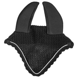 Dura-Tech Quiet & Cool Ear Bonnet | Color Black | Enhanced Horse Focus | Durable Mesh and Neoprene Construction | Elegant Crocheted Design | Fits Under Bridle | Available in Black and Navy