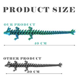 16" 3D Printed Dragon, Articulated Dragon, Mystery Crystal Dragon,Large Home Office Decor Fidget Toys Executive Desktop Surprise Animals Toy (Laser Green)