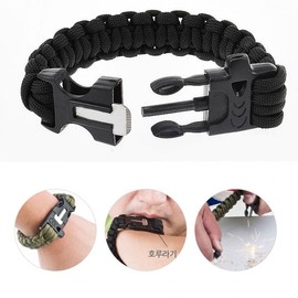 Survival rope, mini cutter, fire starter, whistle, emergency supplies emergency bracelet 2ea