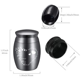 CREATCABIN Small Keepsake Urn Mini Cremation Urns Ashes Holder Butterfly Heart Miniature Burial Funeral Container Jar Engraving Stainless Steel for Human Family Friends Memorial Black 1.57x1.18Inch